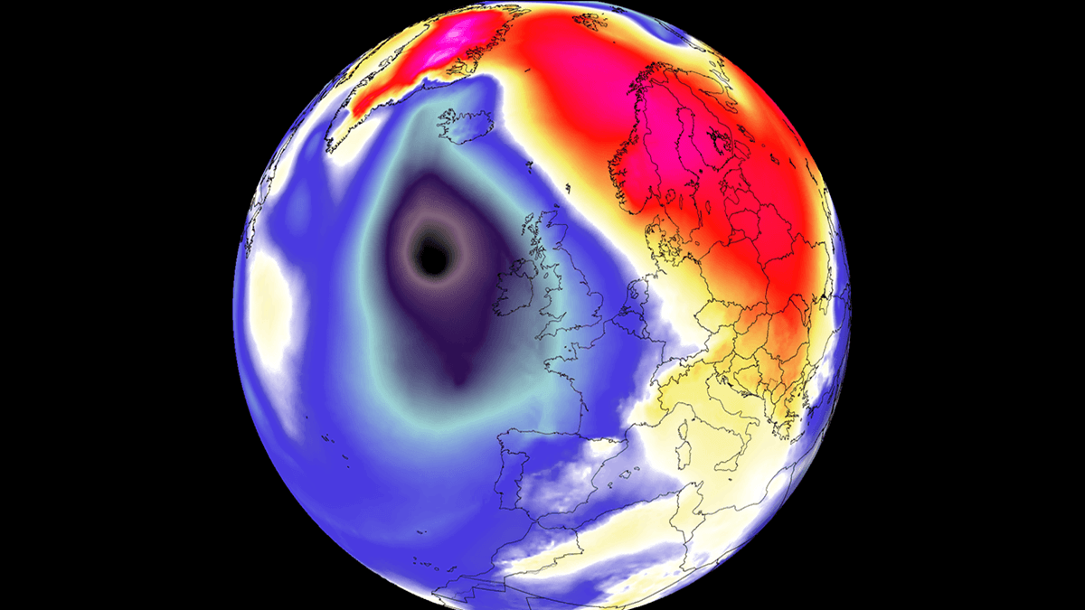 A Violent Atlantic Bomb Cyclone Targets UK and Ireland Tuesday night, heads for Iceland on Thursday